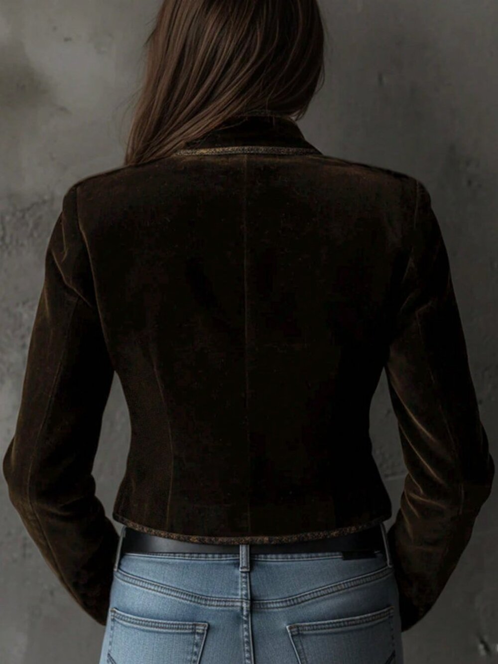 Brown Casual Women's Double-Breasted Blazer Vacation - Picture 2 of 4